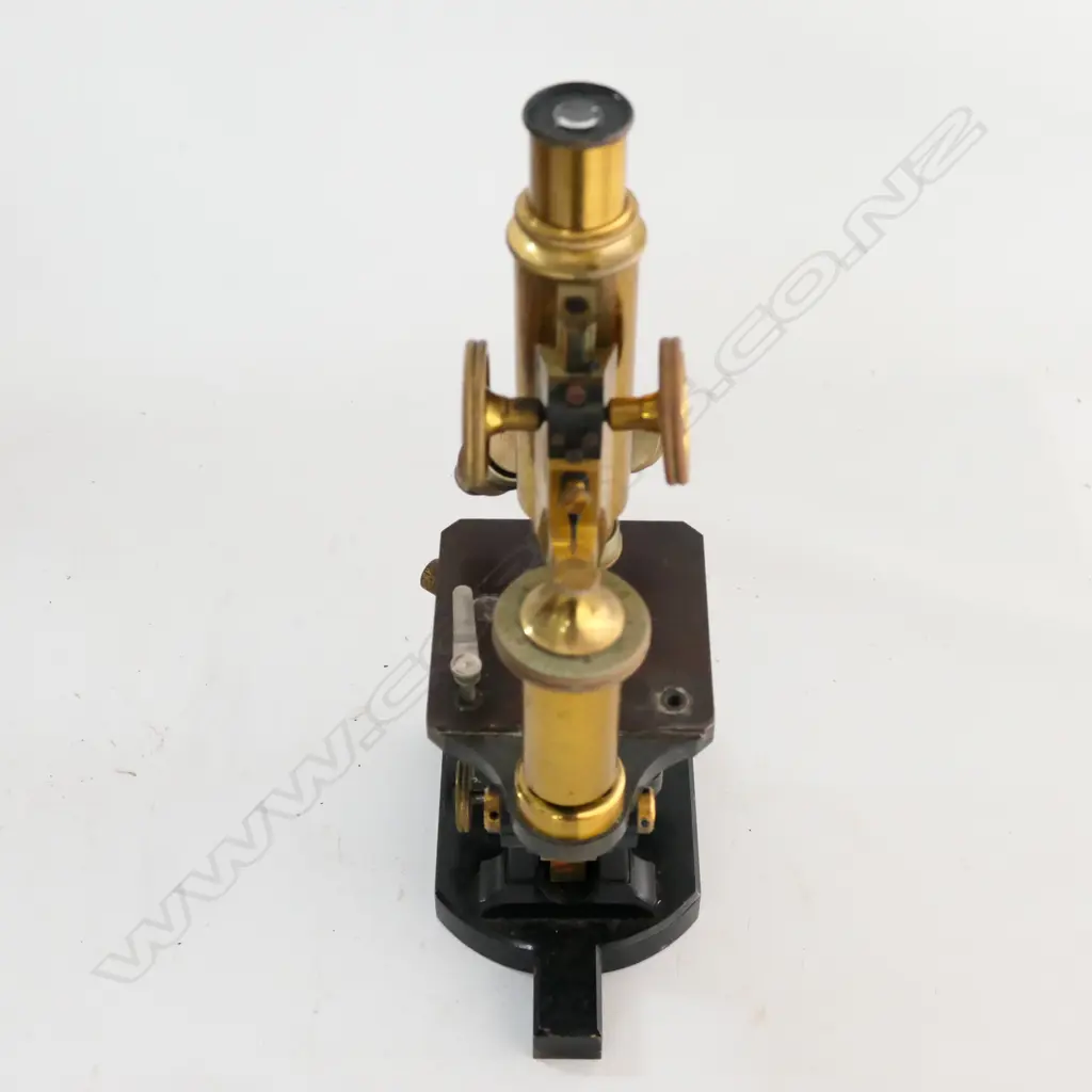 CARL ZEISS, JENA, No.23561 BRASS COMPOUND MONOCULAR MICROSCOPE IN MAHOG BOX. Image 1++